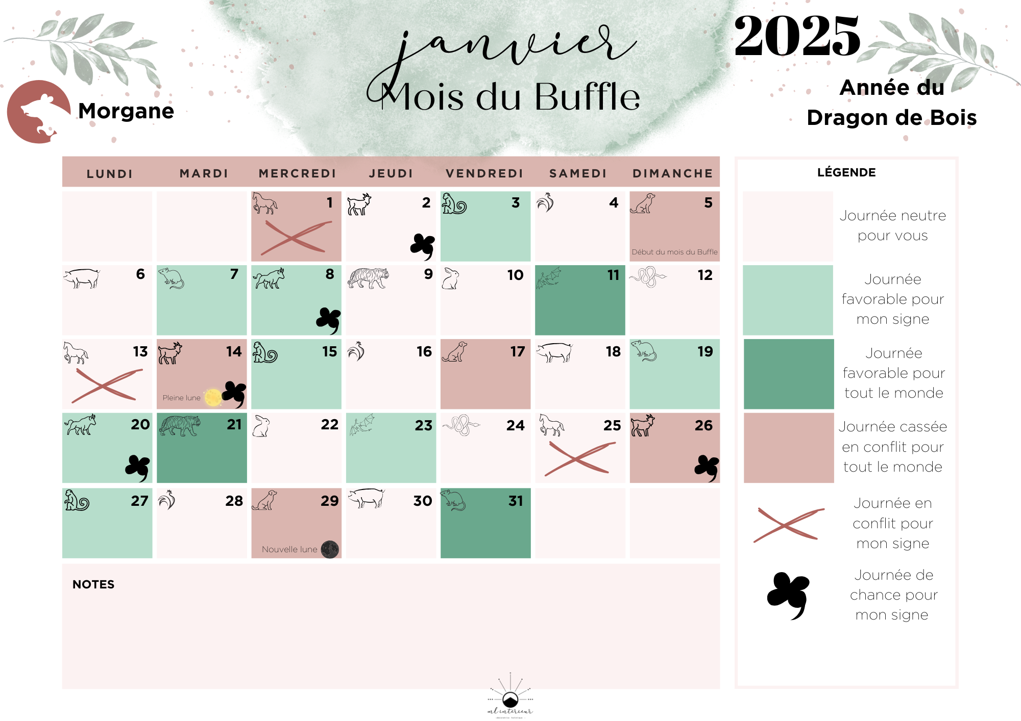 Calendrier énergétique personnalisé 2025 - Feng Shui - par Morgane Lieutenant, architecte d'intérieur et experte Feng Shui traditionnel